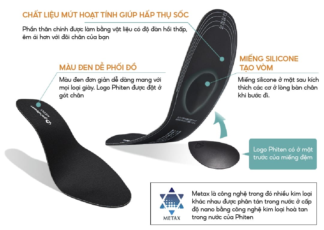 Miếng lót giày chống sốc Phiten Metatarsal Support