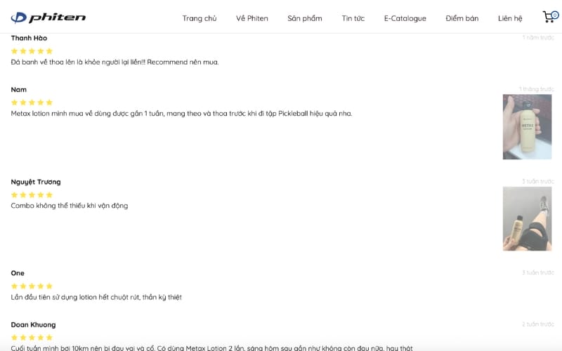 review khách hàng phiten metax massage lotion