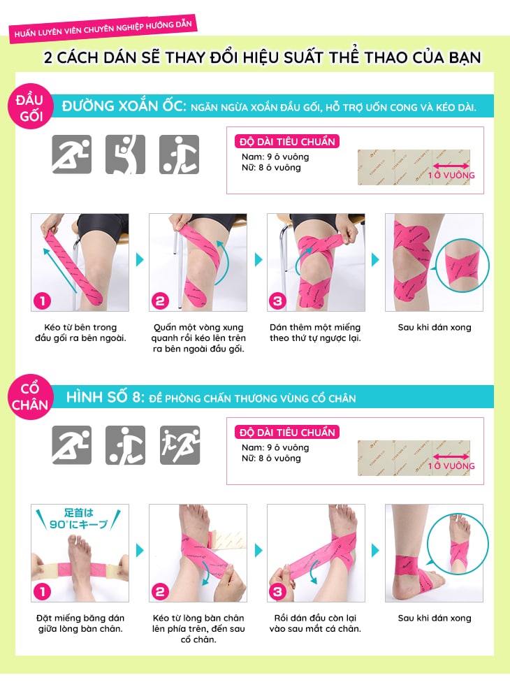 sử dụng băng dán cơ thể thao nhật bản