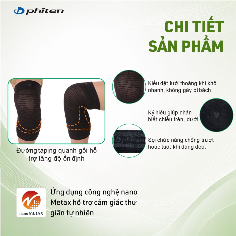 Đai Bảo Vệ Khớp Gối PHITEN Nano METAX Knee Supporter - Soft Type