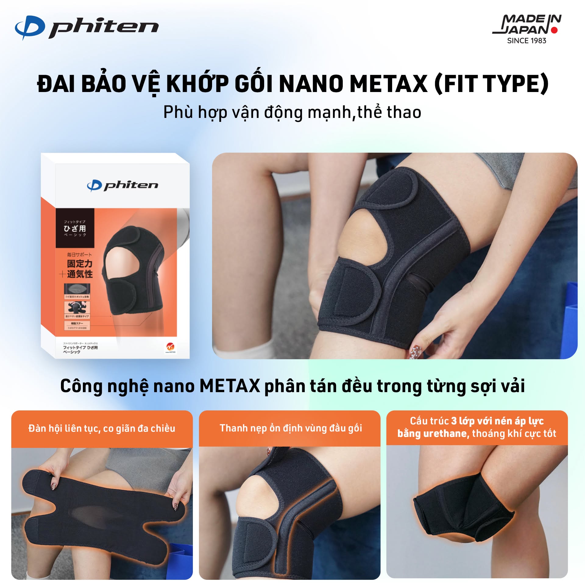 đai gối nano metax fit type