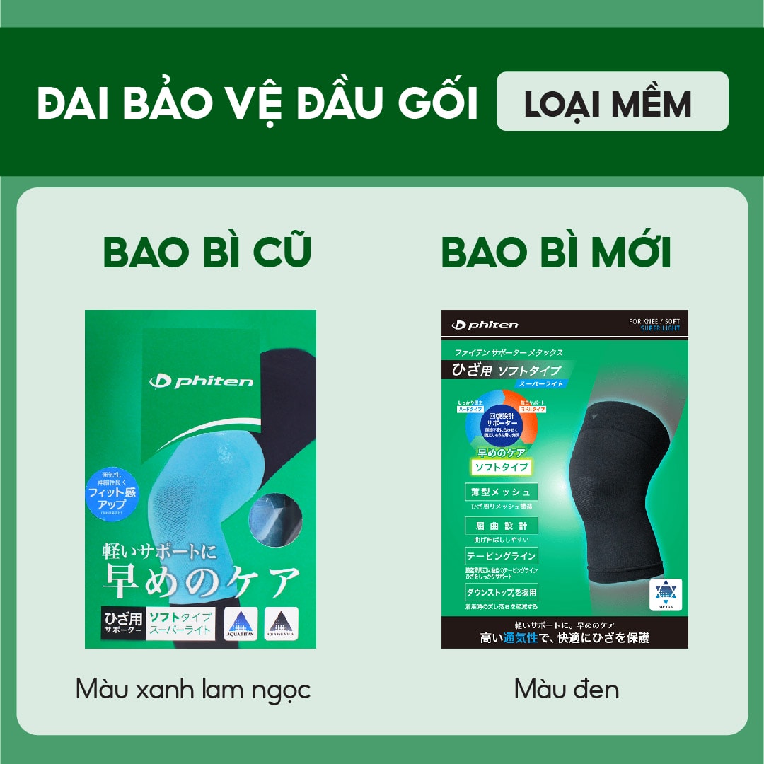đai bảo vệ đầu gối phiten loại mềm super light