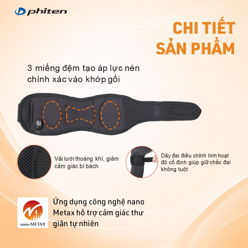 Đai Bảo Vệ Khớp Gối Loại Cố Định - Phiten Nano Metax Knee Band Supporter Fit Type
