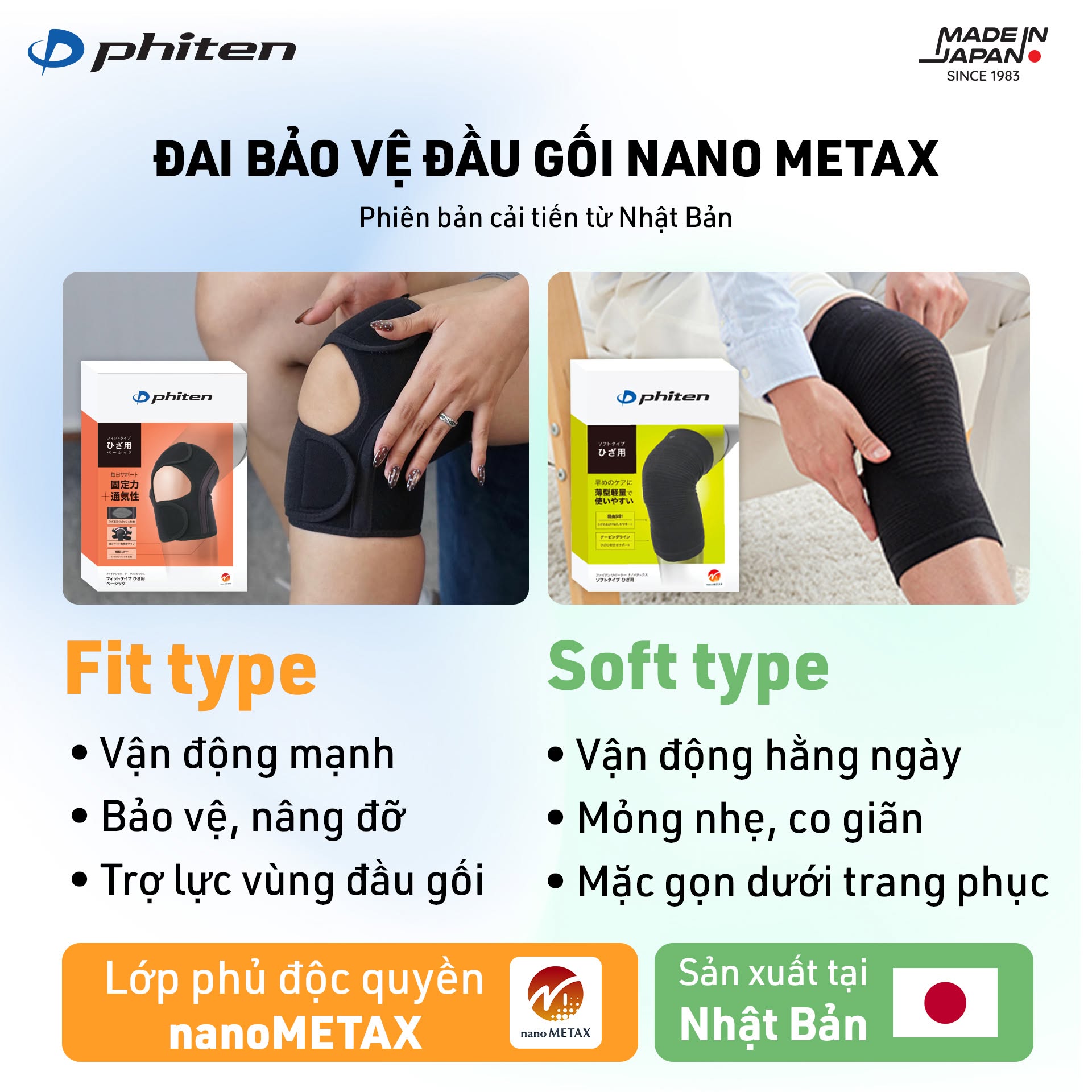 đai gối phiten nano metax
